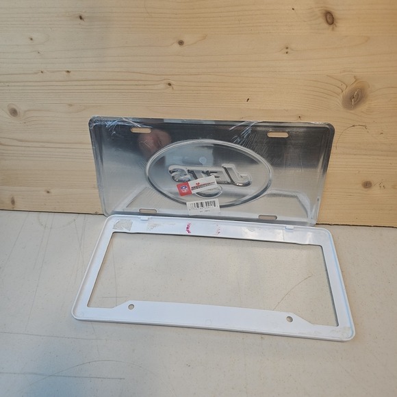 NEW YORK JETS METAL LICENSE PLATE & FRAME With Sticker - Picture 7 of 7